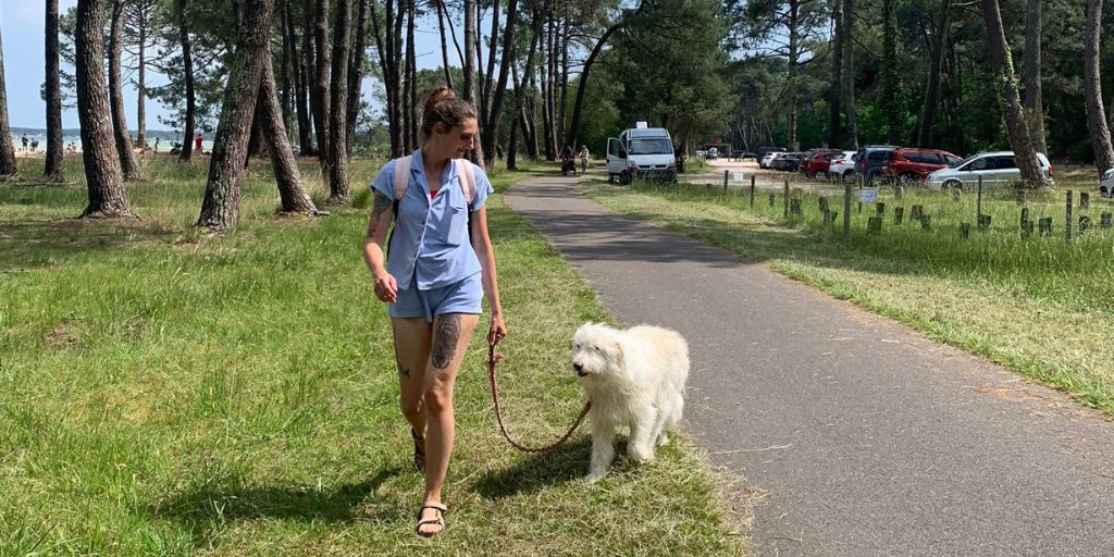 Lac de Biscarrosse avec son chien